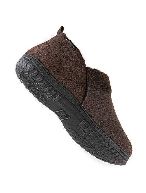 ULTRAIDEAS Men's Cozy Memory Foam Slippers with Warm Fleece Lining, Wool-Like Blend Micro Suede House Shoes with Anti-Slip Indoor Outdoor Rubber Sole