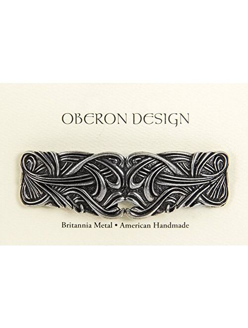 Art Nouveau Swirl Hair Clip, Large Hand Crafted Metal Barrette Made in the USA with an 80mm Imported French Clip by Oberon Design