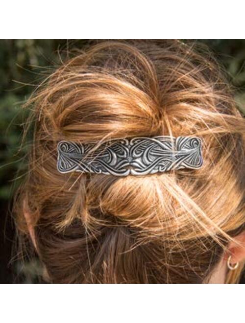 Art Nouveau Swirl Hair Clip, Large Hand Crafted Metal Barrette Made in the USA with an 80mm Imported French Clip by Oberon Design