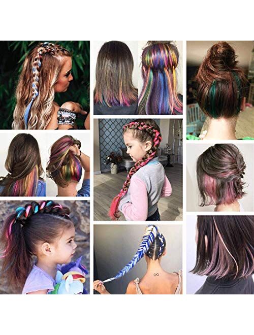 Colored Clip in Hair Extensions 21 Inch Heat-Resistant Synthetic Straight Hair Extensions for Women Girls Kids Gift
