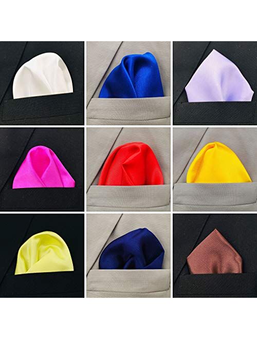 ekSel 25 Pack Pocket Squares for Men Handkerchief Assorted Solid Colors Set Party Weddings Elegance Collection