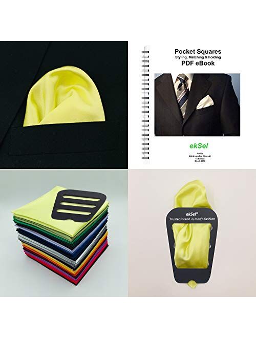 ekSel 25 Pack Pocket Squares for Men Handkerchief Assorted Solid Colors Set Party Weddings Elegance Collection