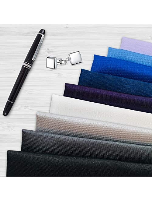 ekSel 25 Pack Pocket Squares for Men Handkerchief Assorted Solid Colors Set Party Weddings Elegance Collection