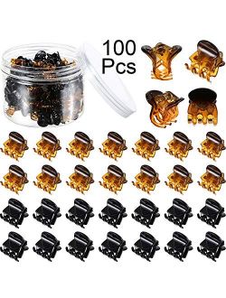 100 Pieces Mini Hair Claw Clips Plastic Hair Claws Pins Clamps with a Box Small Hair Jaw Clips for Girls and Women