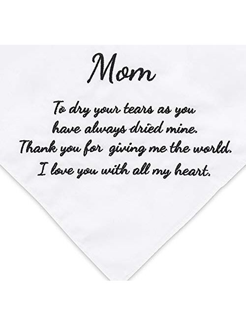 ECOHIP 2-Pack Wedding Handkerchief Embroidered Mother of The Bride Father hankies for Dad Mom Gift