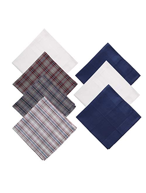 Y&G Men's Fashion Handmade Fabric Mens 7 Pack Handkerchiefs Set Evening Presents