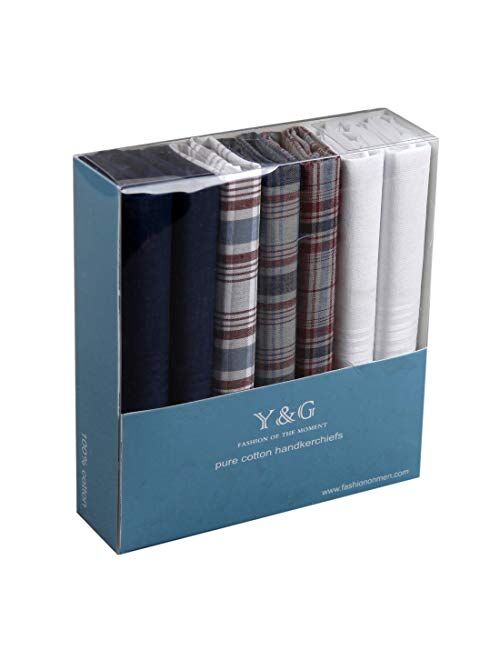 Y&G Men's Fashion Handmade Fabric Mens 7 Pack Handkerchiefs Set Evening Presents