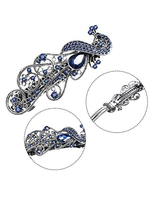 5 Pieces Crystal Rhinestones Hair Barrettes Flower Butterfly French Clip Vintage Spring Hair Clips Bridal Hair Jewelry for Women Girls