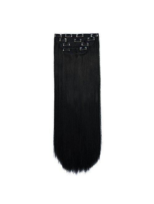 REECHO Hair Extensions Clip in Straight Curly Wavy 4 PCS Set Thick Hairpiece