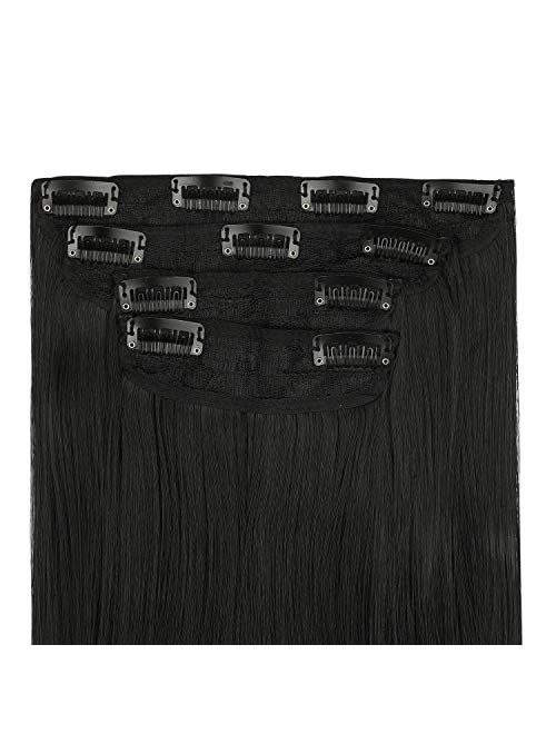 REECHO Hair Extensions Clip in Straight Curly Wavy 4 PCS Set Thick Hairpiece