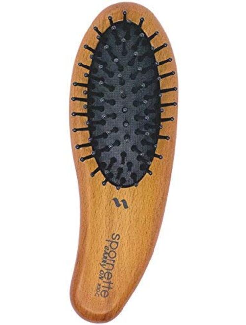 Spornette Carry On Wooden Handle Oval Cushion Mini Hair Travel Brush #30-C