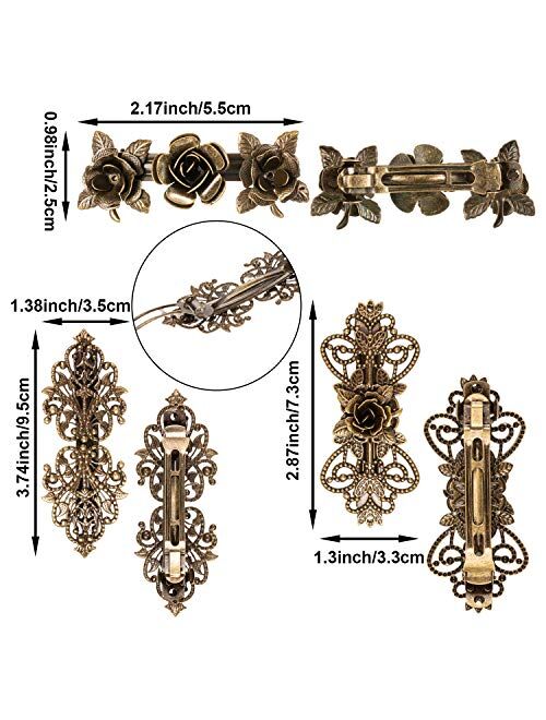 3 Pieces Women Hair Clips Hairpins Retro Vintage Metal French Barrette Jewelry (Style B)