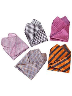 BMC Mens 5 pc Mixed Pattern Large Pocket Square Fashion Handkerchief Accessories