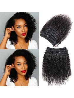 Urbeauty Afro Kinky Curly Clip in Human Hair Extensions for Black Women
