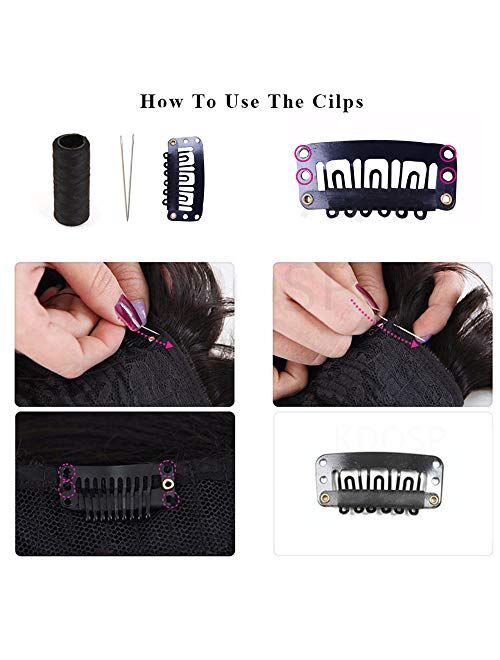50Pcs Wig Clips 32mm Snap Clips For Hair Extension I Shape Hair Clips Tools 6 Teeth Black Color Hair Extension Clips