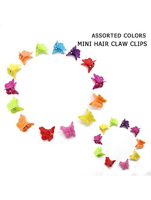 Butterfly Hair Clips, 100 Packs Assorted Color Beautiful Mini Butterfly Hair Clips Hair Accessories for Girls and WomenRandom ColorBy QMET