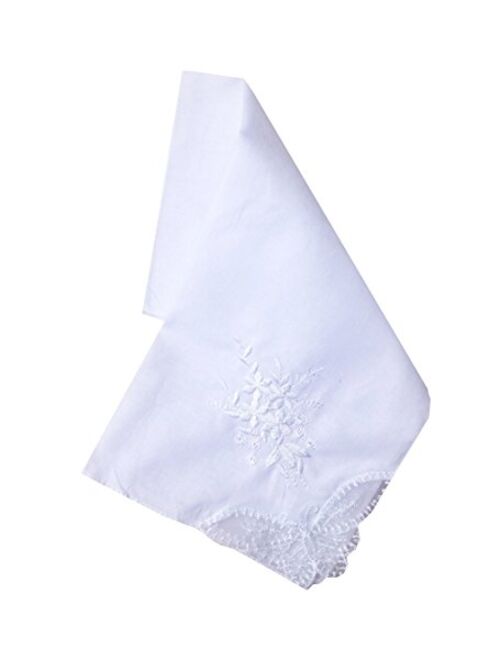 Ladies/Womes White Embroidery Cotton Handkerchiefs Wedding Hankies