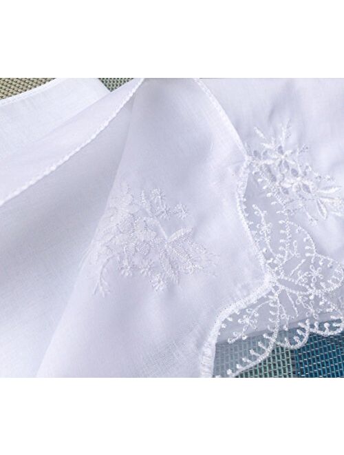 Ladies/Womes White Embroidery Cotton Handkerchiefs Wedding Hankies