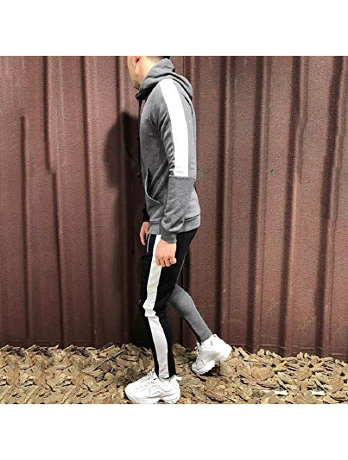 Mens Tracksuits Athletic Sports Hooded Jogger Pants Casual Full Zip Jogging Sweatsuit Running
