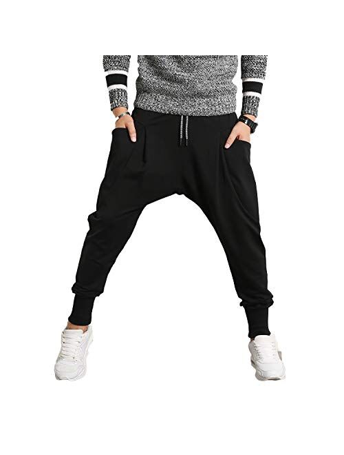 PRIJOUHE Men's Joggers, Sweatpants, Low Crotch Sweats Slim Fit Trousers Harem Hip Hop Pants