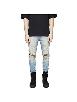 Men's Skinny Fit Slim Ripped Destroyed Fashion Comfy Stretch Distressed Jeans Pants