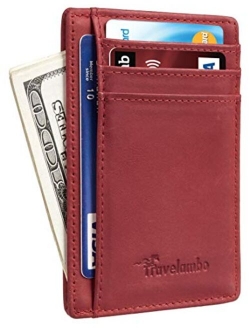 Front Pocket Minimalist Leather Slim Wallet RFID Blocking Medium Size