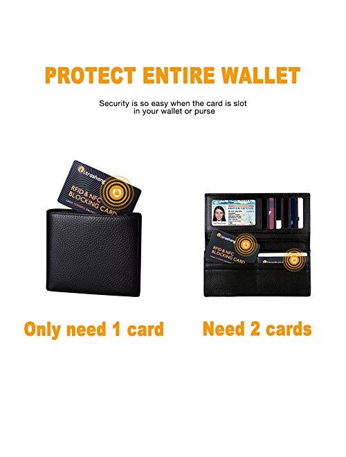 2Pcs RFID Blocking Card, Fuss-free Protection for Entire Wallet Shield, Credit Card Protector NFC Bank Debit Blocker, Identity Theft Prevention for Passport Travel Securi