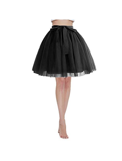 Tulle Ballet Full Pleated Knee Length High Waist Skirt Women Adult Party Dresses
