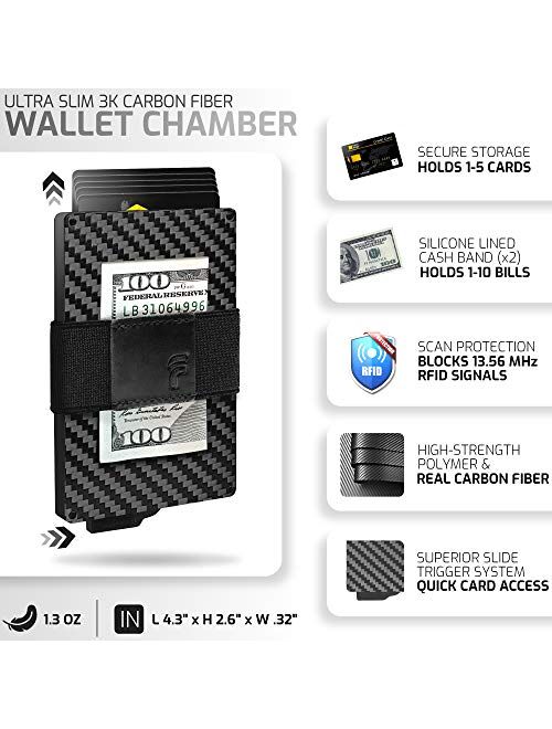 FIDELO Minimalist Wallet for Men - Slim Credit Card Holder RFID Mens Wallets with Magnetic Money Clip Removable Black Leather Case