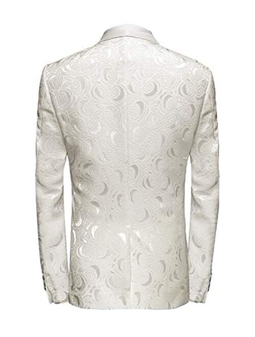 Wemaliyzd Men's 3 Pieces Jacquard Wedding Suit Classic Fit Blazer Vest Pants
