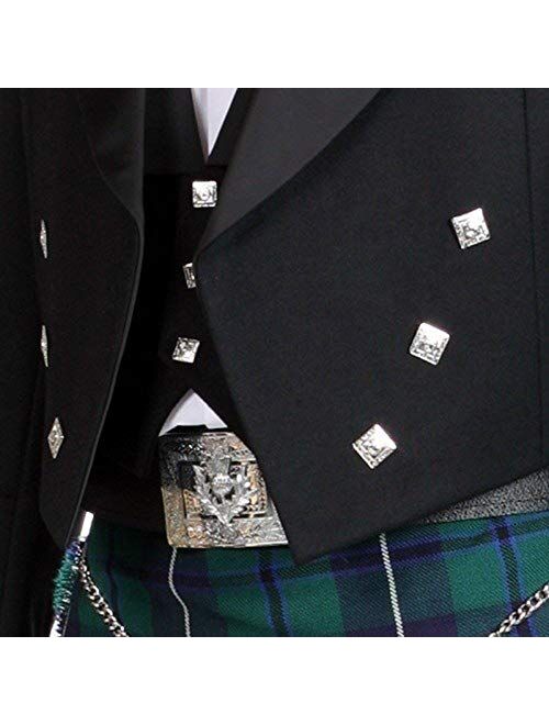 The Scotland Kilt Company Wedding Formal Mens Black Prince Charlie Kilt Jacket with Coatee Vest