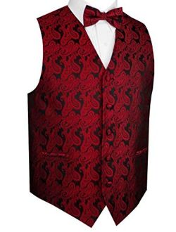 Men's Formal, Prom, Wedding, Tuxedo Vest, Bow-Tie & Hankie Set in Paisley