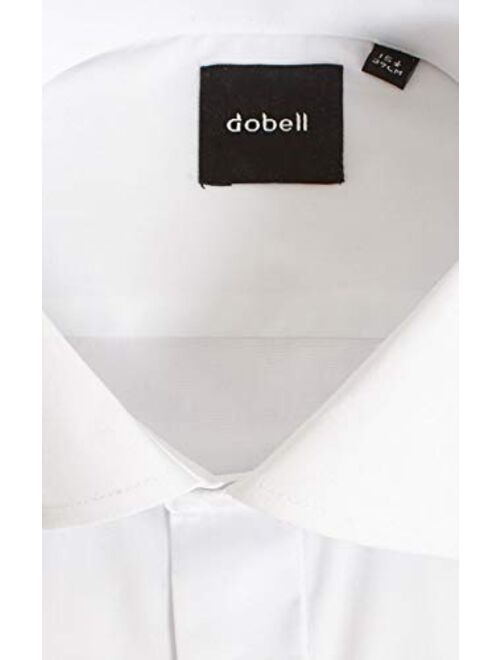 Dobell Mens White Tuxedo Shirt Regular Fit Laydown Collar Double Cuff Plain Fly Front
