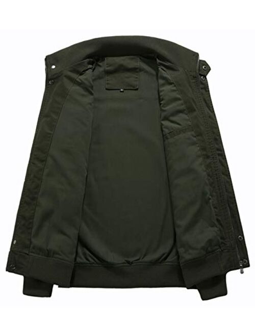 TACVASEN Men's Cotton Jackets Military Cargo Bomber Working Jackets with Multi Pockets Warm Coats