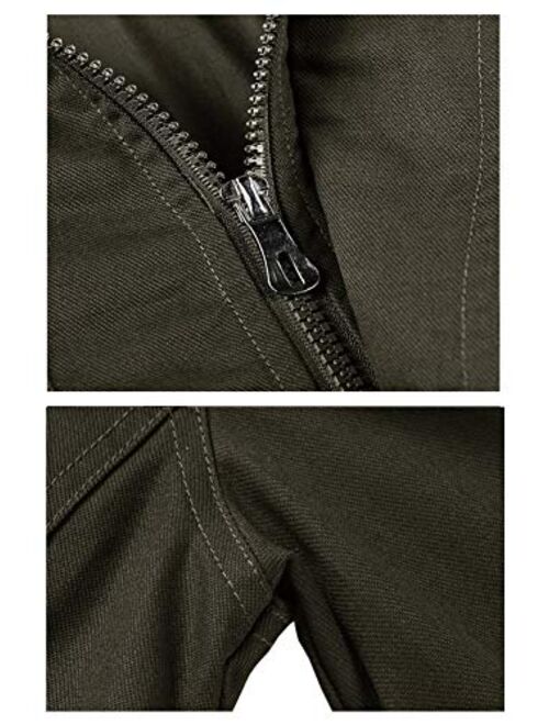 TACVASEN Men's Cotton Jackets Military Cargo Bomber Working Jackets with Multi Pockets Warm Coats