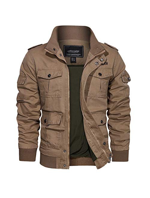 Multi-Pockets Mens PU Leather Jackets Outdoor Windbreaker Military Cargo Coats