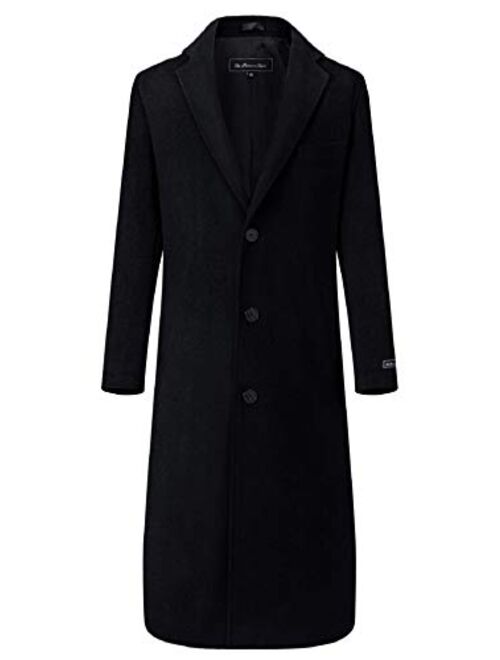 Mens Black Long Overcoat Wool & Cashmere Warm Winter Mod Cromby Coat Black Lining