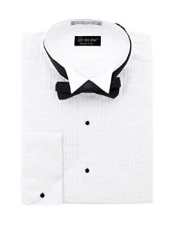 Milani Men's Tuxedo Shirts with French Cuffs and Bow Tie (20", 36/37, White)