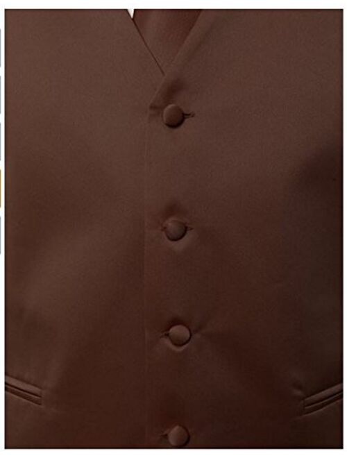 3 Pcs Vest + Tie + Hankie Brown Fashion Men's Formal Dress Suit Waistcoat