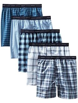 Men's 5-Pack Tagless, Tartan Boxer with Exposed Waistband, Assorted, Large