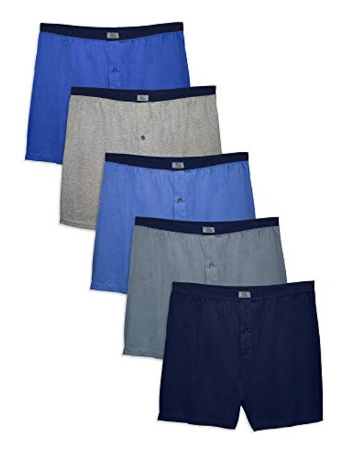 Fruit of the Loom Men's Cotton Solid Elastic Waist Tag-Free Boxer Shorts