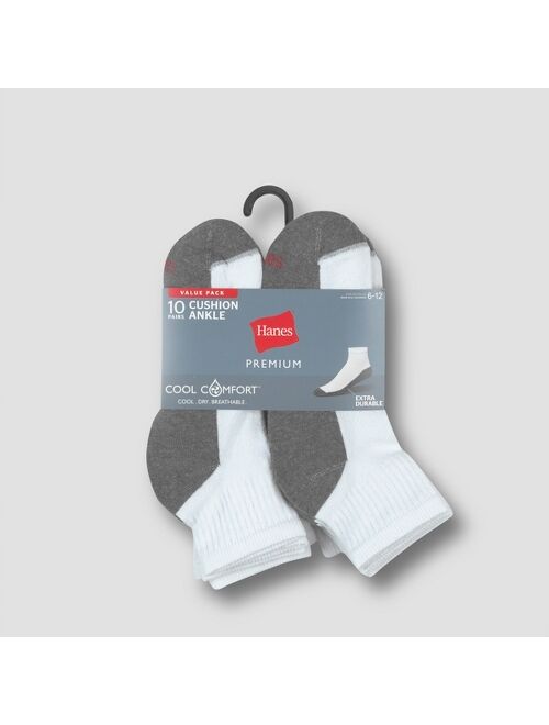 Hanes Premium Big and Tall Men's 10pk Cool Comfort Ankle Socks