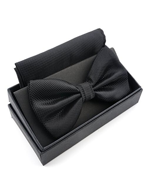 Massi Morino bow ties for men (bow tie sets for men with handkerchief) Pocket square set including a mens bow tie