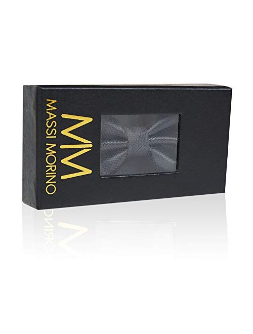 Massi Morino bow ties for men (bow tie sets for men with handkerchief) Pocket square set including a mens bow tie