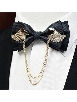 Manoble Men's Adjustable Metal Golden Wings Two Layer Neck Bowtie Bow Tie