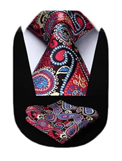 Extra Long Floral Paislry Tie Handkerchief Men's Necktie & Pocket Square Set