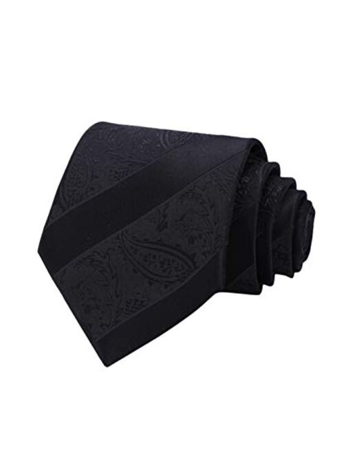 HISDERN Extra Long Floral Paislry Tie Handkerchief Men's Necktie & Pocket Square Set