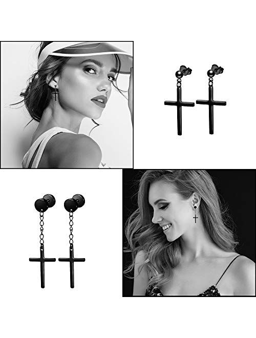 ONESING 15 Pairs Earrings for Men Black Stud Earrings Mens Earrings Stainless Steel Stud Earrings Set for Men Women Jewelry Piercing Hoop Earrings