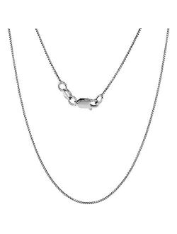 Sterling Silver Box Chain Necklace 0.8mm Very Thin Nickel Free Italy, Sizes 7-30 inch
