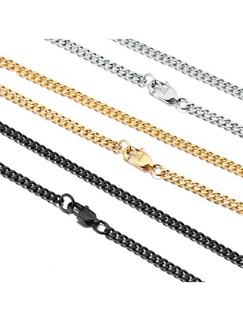 Jstyle Stainless Steel Link Curb Chain Necklace for Men Women 3 Pcs 3.5mm
